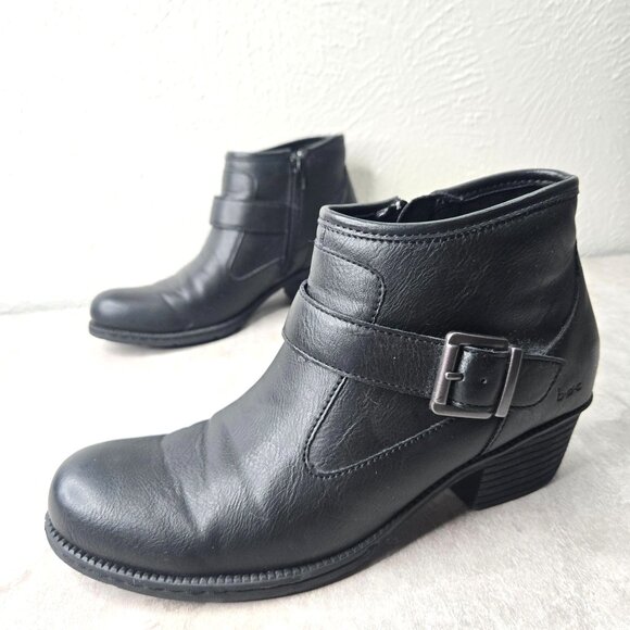 Born Of Concept Moto Ankle Boots Sz 8.5 Black Buckle Biker Grunge Comfort Bootie - Picture 1 of 11